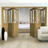 Thrufold Bury Oak 3+3 Folding Door - Clear Bevelled Glass - Prefinished