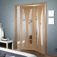 Thrufold Verona Oak 2+0 Folding Door - Clear Glass - Prefinished