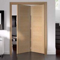 thrufold forli oak flush 20 folding door aluminium inlay prefinished