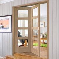 thrufold shaker oak 4 pane 20 folding door clear glass prefinished