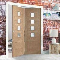 Thrufold Palermo Oak 2+0 Folding Door - Obscure Glass - Prefinished