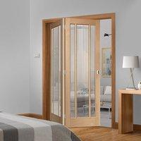 Thrufold Worcester Oak 3 Pane 2+0 Folding Door - Clear Glass - Prefinished