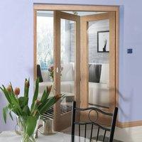 thrufold pattern 10 oak 20 folding door clear glass prefinished