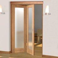 Thrufold Pattern 10 Shaker Oak 2+0 Folding Door - Obscure Glass