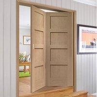 Thrufold Shaker Oak 4 Panel Solid 2+0 Folding Door