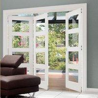 Thrufold Coventry Shaker 2+1 Folding Door - Clear Glass - White Primed