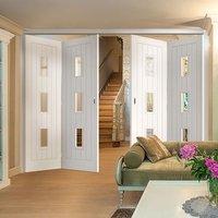 Thrufold Ely 2+2 Folding Door - Clear Glass - White Primed