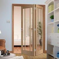 Thrufold Worcester Oak 3 Pane 2+0 Folding Door - Clear Glass