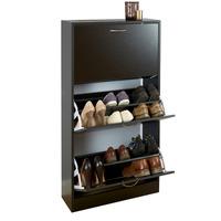 Three Tier Shoe Cabinet Black