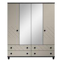 Thea 4 Door Mirrored Gents Wardrobe Black and Grey