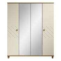 Thea 4 Door Mirrored Wardrobe Oak and Alabaster