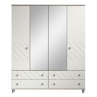 Thea 4 Door Mirrored Gents Wardrobe Elm and White