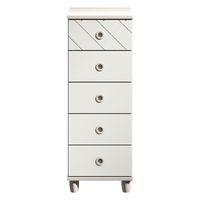 thea 5 drawer narrow chest elm and white