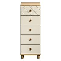 Thea 5 Drawer Narrow Chest Oak and Alabaster