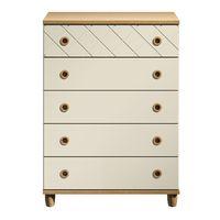 Thea 5 Drawer Chest Oak and Alabaster