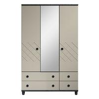 thea 3 door mirrored gents wardrobe black and grey