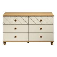 Thea 6 Drawer Chest Oak and Alabaster