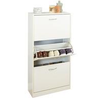 Three Tier Shoe Cabinet White