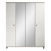 Thea 4 Door Mirrored Wardrobe Elm and White