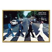 The Beatles Poster Abbey Road Oak Framed - 96.5 x 66 cms (Approx 38 x 26 inches)