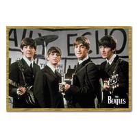 The Beatles Daily Echo Poster Oak Framed - 96.5 x 66 cms (Approx 38 x 26 inches)