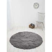 Thick Charcoal Grey Soft Polyester Circle Shaggy Rug