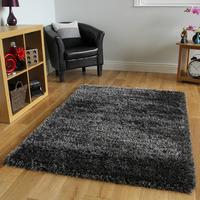 thick shaggy non shed dark grey silver glossy rugs calgary 120cmx170cm ...