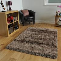 Thick Soft Glossy Brown & Copper Plain Shag Pile Rugs - Calgary 120cmx170cm (3ft 11\