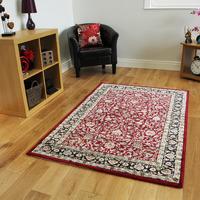 Thick Stain Resistant Red Silver Luxury Traditional Design Rugs - Belgrave 160cmx230cm (5\'3\