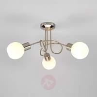 Three-bulb LED ceiling light Elaina, nickel matte