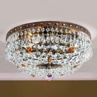 Theresa Crystal Ceiling Light Old Brass 35 cm
