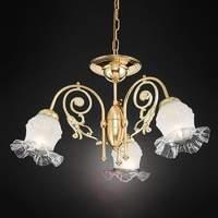 Three-bulb chandelier Ringstrasse in brass