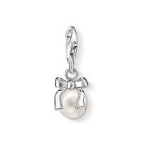 thomas sabo silver freshwater cultured pearl bow charm