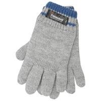 Thinsulate boys stripe pattern trim knitted winter warm gloves - Grey