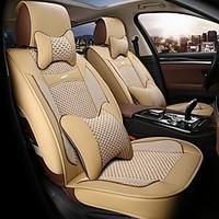 The 5 Seat Car Seat Leather Seat Cover Silk Cushion Surrounded By Four Seasons General 3D Stereo Beige