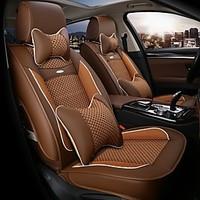 The 5 Seat Car Seat Leather Seat Cover Silk Cushion Surrounded By Four Seasons General 3D Stereo Coffee