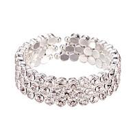 Three Layer Rhinestone Crystal No Clasp Elastic cuff Bangles Bracelet Jewelry (One Size for All)