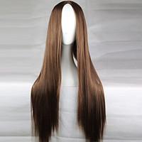 The New Animation Carved Brown Long Straight Hair Wig 80CM