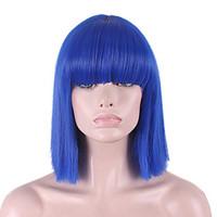 The New Cos Wig Blue Neat Bang Buckle Bobo Short Wig Within 12 Inch