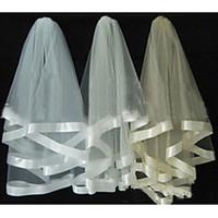 The Bride Veil Marriage Gauze Veil Double Side Pure White Veil TS202 Wide Ribbon