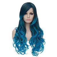 the european and american fashion daily blue gradient long wig party c ...