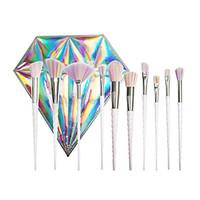The New 10 Spiral Pearl White Makeup Brush Set With Laser Diamond Bag Professional Unicorn With The Same Color Brush Hair Brush Brush