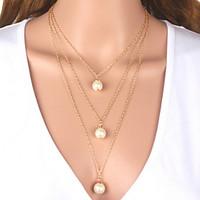 The three layer of Pearl Pendant Necklace
