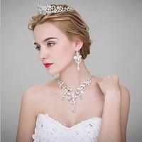 The Bride Wedding Headdress Flower Hair Accessories Crown Necklace Earrings Three Piece Wedding Jewelry