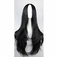 The new European and American High-Temperature Wire Carved Black Long Curly Wig 80CM