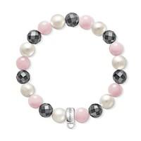 Thomas Sabo hematite, rose quartz and pearl charm bracelet - large