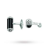 Thomas Sabo Silver And Black Onyx Barrel Cufflinks