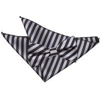 Thin Stripe Black & Grey Bow Tie 2 pc. Set