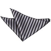 thin stripe black grey handkerchief pocket square