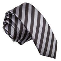 Thin Stripe Black & Grey Skinny Tie